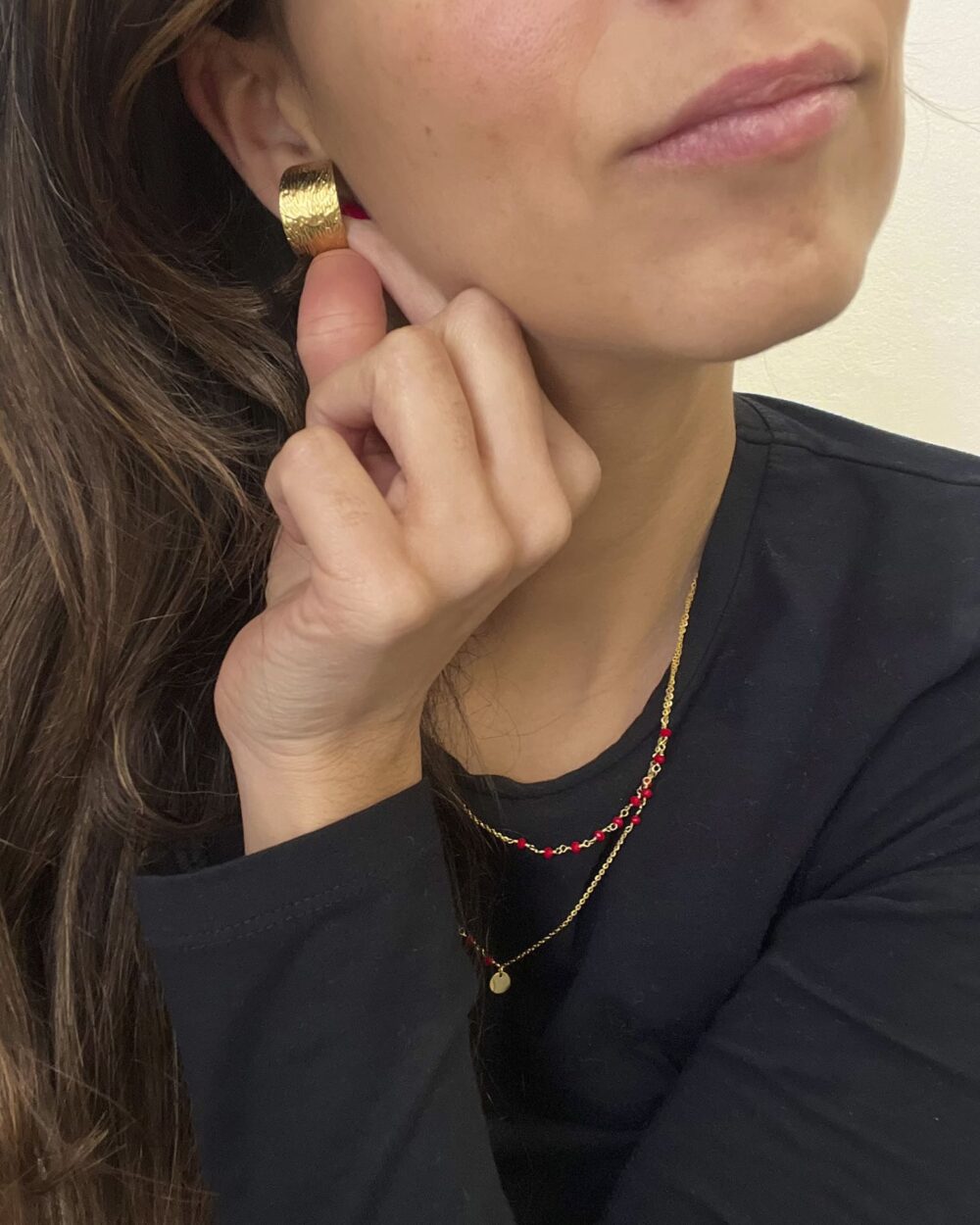Pendientes aros anchos y líneas rugosas - Imagen 2